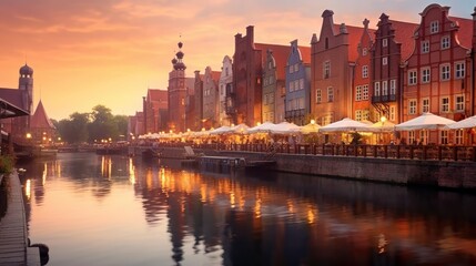 Obraz premium Evening in a European City