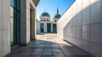 Ljubljana Slovenia Detal of modern architecture of The Islamic Religion Muslim Cultural Center  Mosque : Generative AI