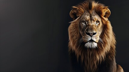 Fototapeta premium lion with golden hair looking front : Generative AI