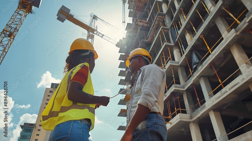 Aufkleber engineering construction site and team outdoor for building project planning and architecture black 