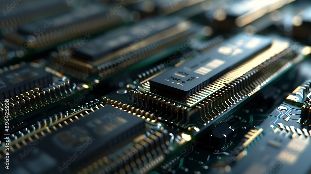 Fototapete RAM modules primarily used as main memory in personal computers workstations and servers Big closeup : Generative AI