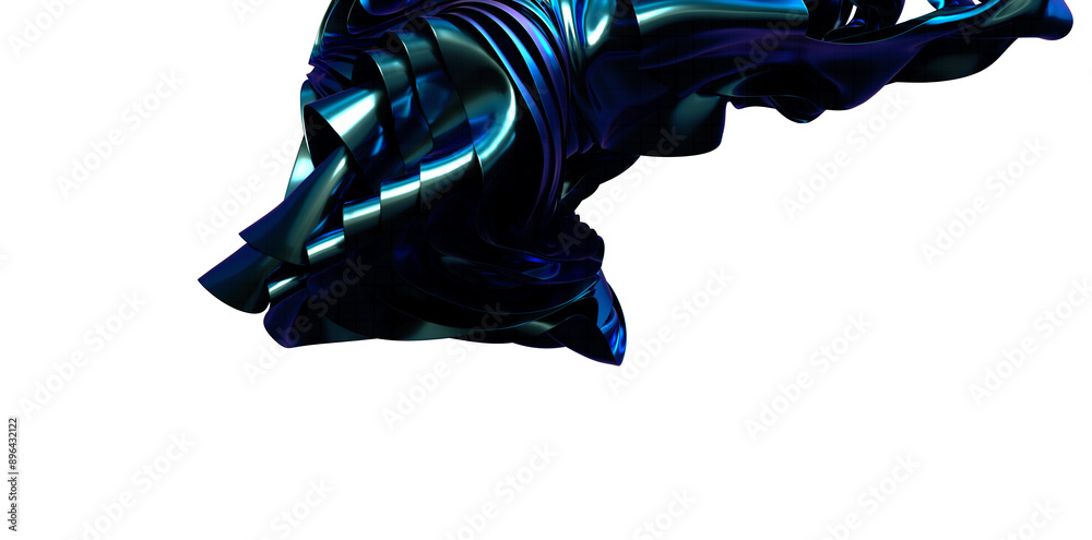 Poster blue wave abstract background 3d rendering flat design style