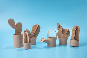 easy activity to do, cactus plant pot toilet paper roll craft for kid and kindergarten, DIY, toy from recycled materials ,