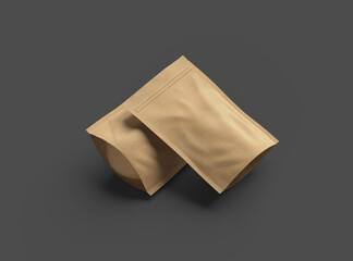 3D render of a generic paper doypack with zipper on a dark background