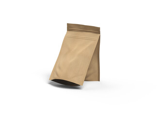3D render of a generic paper doypack with zipper on a transparent background
