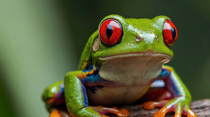 Fototapeta premium Close up of a red eyed tree frog