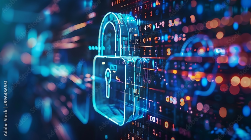Aufkleber Cybersecurity for Business in the Digital Age Tech Security Online Privacy Smart Security Software Global Network Protection Digital Business Security Financial Data Security : Generative AI