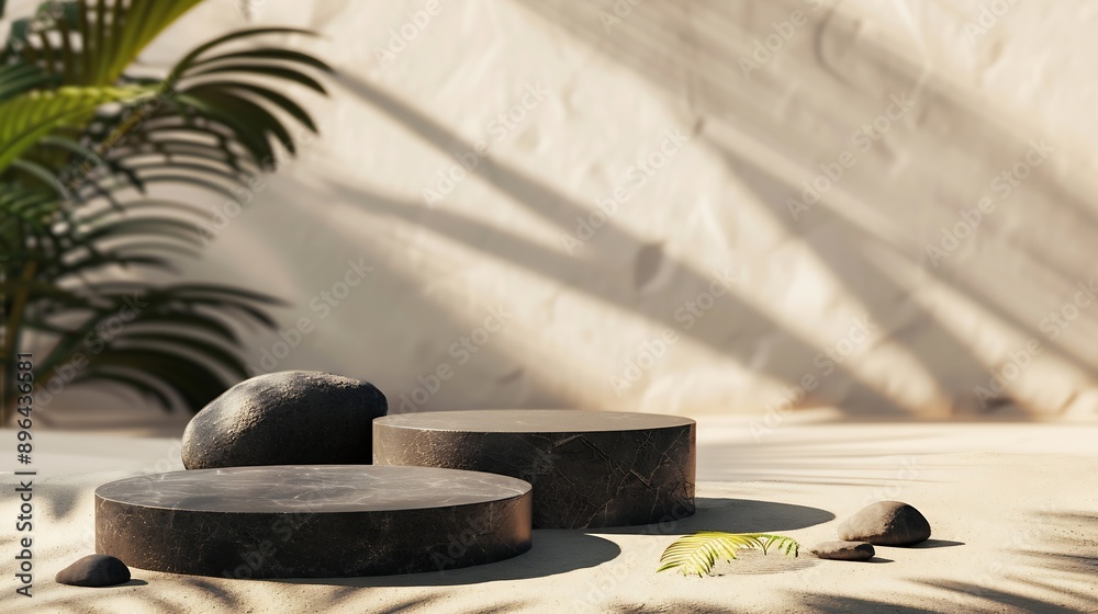 Aufkleber black geometric stone background display podium for product mockups 3d trade show display advertisin