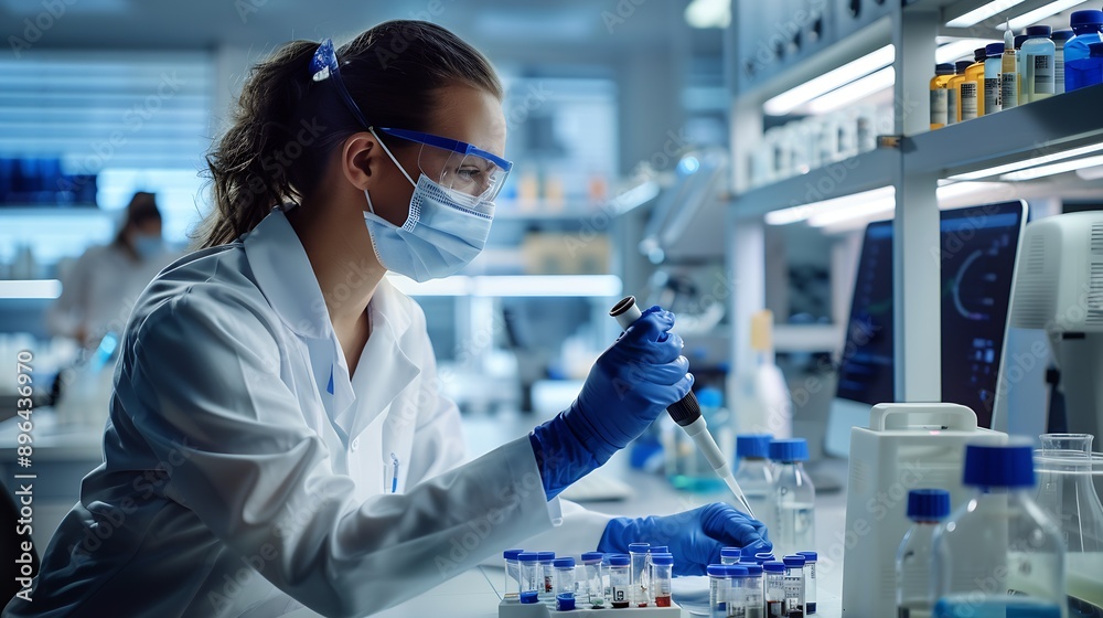 Poster female scientist working in the lab : generative ai