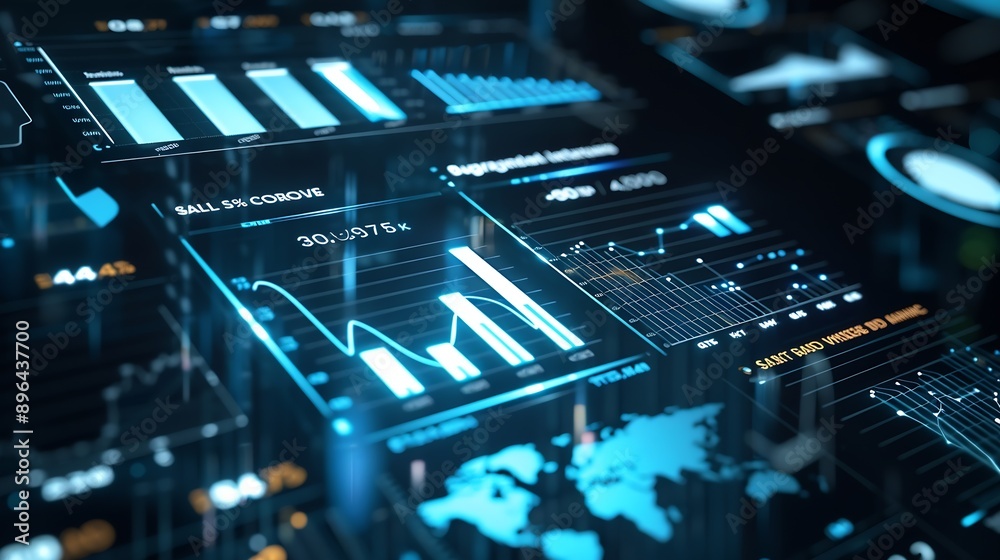 Fototapete Data analytics automated with AI technology Big data business analytics and artificial intelligence automation Dashboard report with sales and operations charts and KPI insights on tou : Generative AI