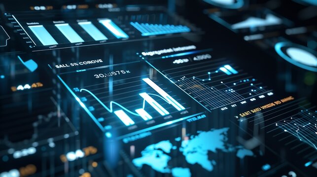 Data analytics automated with AI technology Big data business analytics and artificial intelligence automation Dashboard report with sales and operations charts and KPI insights on tou : Generative AI