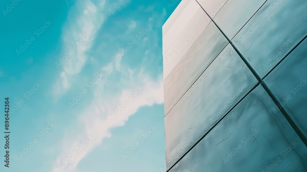 Aufkleber wall of a modern building on a background of blue sky abstract architectural background : generative