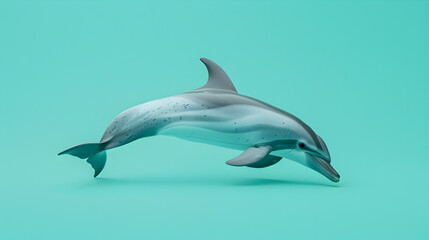Obraz premium A playful dolphin on a turquoise background.