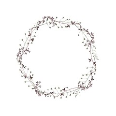 Wreath of autumn grass watercolor illustration. 