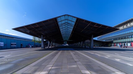 basel april 24 2021 messehalle basel metalhole photographed under a cloudless sky blue sky without people during the day : Generative AI