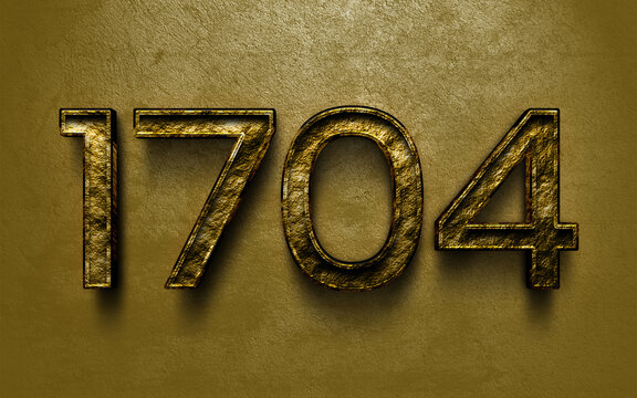 3D dark golden number design of 1704 on cracked golden background.