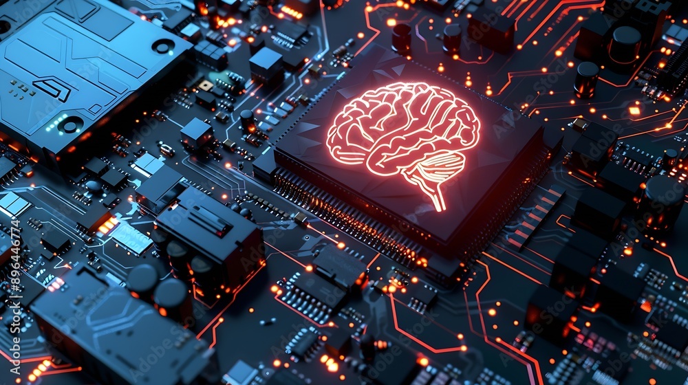 Aufkleber concept  The motherboard in the picture is Brain Technology RAM Gaming This motherboard has chipset and supports 12th Core processors Generate AI : Generative AI