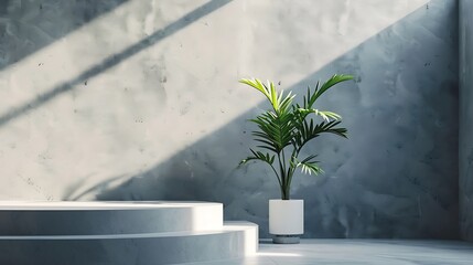 3d rendering of podium and plant : Generative AI