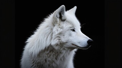 Obraz premium Portrait of arctic wolf isolated on black background Polar wolf : Generative AI