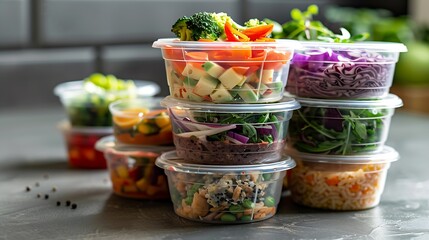 several round plastic deli containers stacked on top of each other. : Generative AI