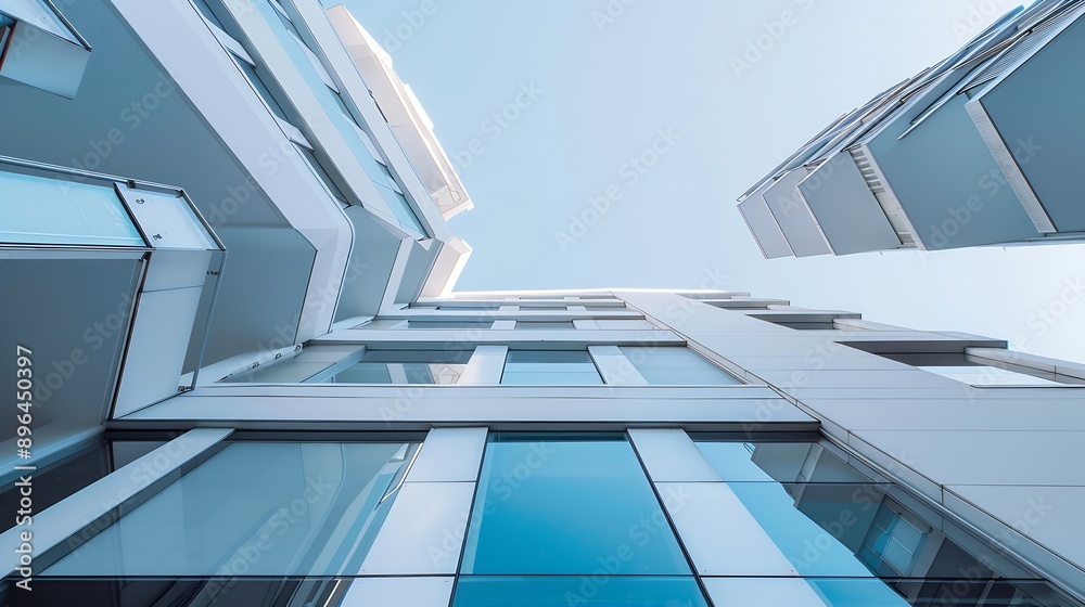 Poster modern building details geometric and abstract architectural concepts with low angle : Generative AI
