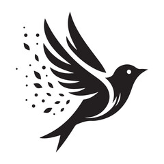 Fototapeta premium minimalist black silhouette of a bird in mid-flight with wings outstretched