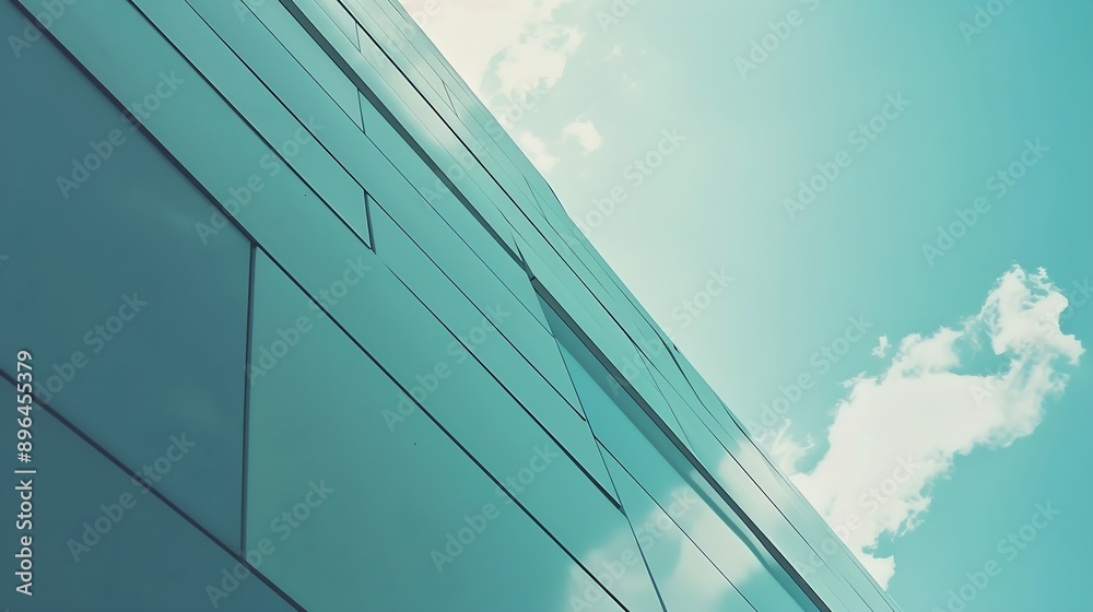 Poster wall of a modern building on a background of blue sky abstract architectural background : Generative AI