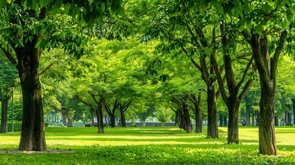 Fototapeta premium A park with beautiful fresh greenery : Generative AI