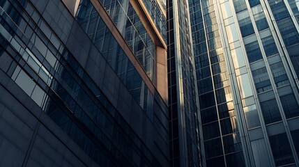 Obraz premium Modern financial buildings in business district Architectural Backgrounds : Generative AI