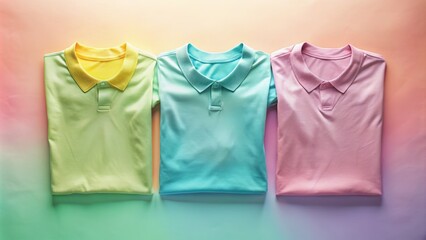 Vibrant pastel hues surround a subtle celebration of diversity and friendship, symbolized by three empty shirts in soft colors, against a transparent background.