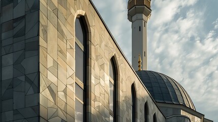 Ljubljana Slovenia Detal of modern architecture of The Islamic Religion Muslim Cultural Center  Mosque : Generative AI