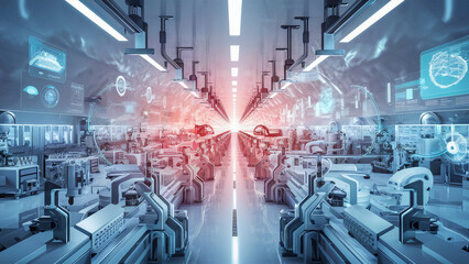 Futuristic High-Tech Laboratory with Advanced Robotics