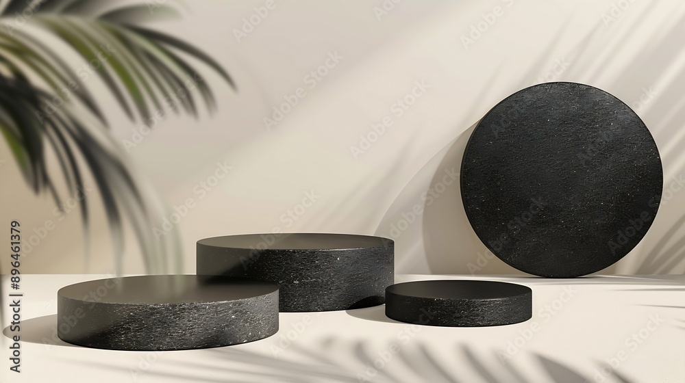 Aufkleber black geometric stone background display podium for product mockups 3d trade show display advertisin