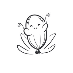 Hand drawn vector isolated candle icon. Black outline illustration of candle. Witchcraft aesthetic tools.