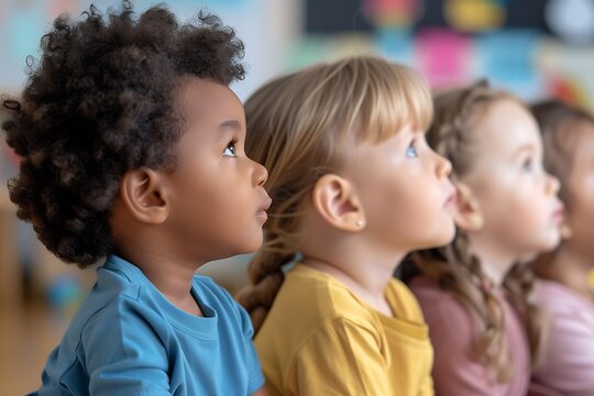 kids 5 years listening ticher in kindergarten : Generative AI