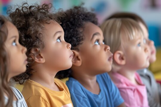 kids 5 years listening ticher in kindergarten : Generative AI