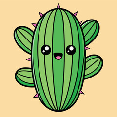 Cute cactus cartoon isolated on white background
