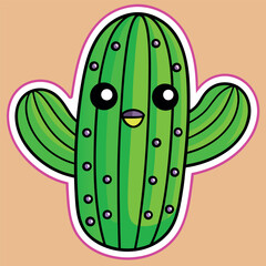 Cute cactus cartoon isolated on white background