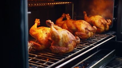 Fototapeta premium Roasted Chickens in Oven