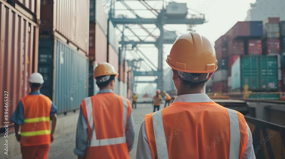 Aufkleber Team Construction or engineering group and worker Teamwork and determination to succeed Safety hard hat to prevent accident while working Transport and Container Team Concept Restart a : Generative AI