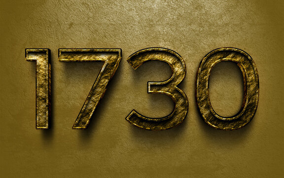 3D dark golden number design of 1730 on cracked golden background.