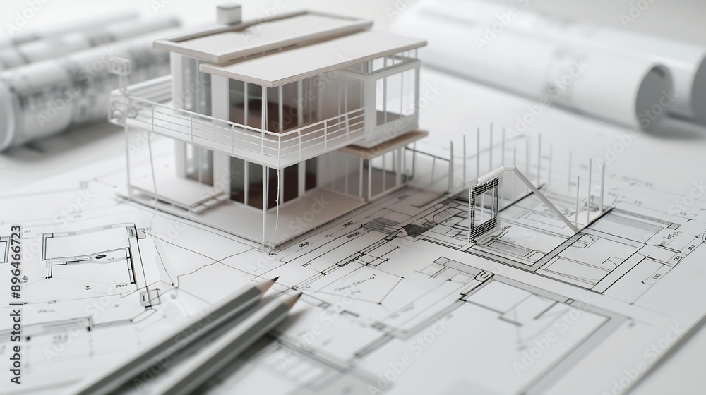 Poster Architects concept engineer architect designer freelance work on startup project drawing construction plan architect design working drawing sketch plans blueprints and making construct : Generative AI
