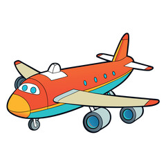 Plane cartoon vector illustration, isolated on white background .top view