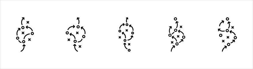 soccer tactics icon, game success strategy in football, scheme play, vector illustration on white background.