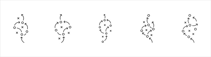 soccer tactics icon, game success strategy in football, scheme play, vector illustration on white background.