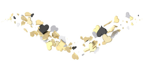 realistic isolated heart confetti on the transparent background for decoration and covering. Concept of Happy Valentine's Day,