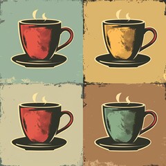 Obraz premium Retro coffe siebdruck Bild, Pop art
