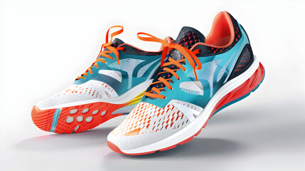 A pair of running shoes on a white background.


