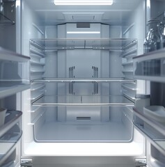 An open fridge with empty shelves