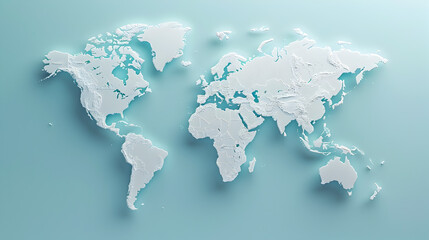 A world map on a light blue background.


